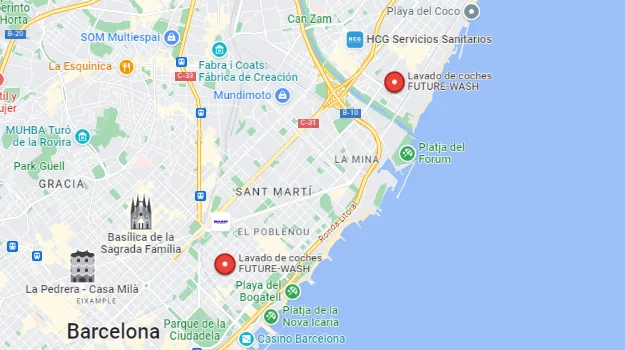 Mapa de ubicaciones Future Wash